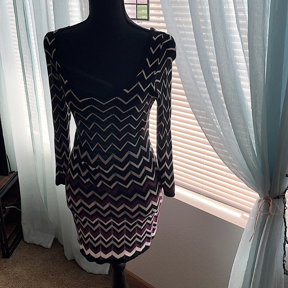 Geometrical Pattern Knit Shift Dress from Black House White Market